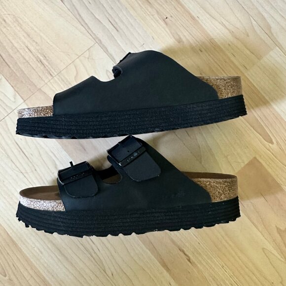 NWOT Birkenstock Women's Arizona Platform Vegan - black - Picture 4 of 4